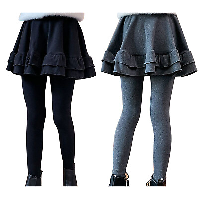#ad Kids Girls Elastic Waist Legging Ruffle Tutu Skirt Casual Tight Pants Bottoms $13.88