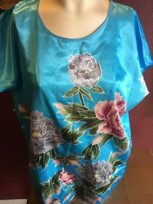 Cute Japanese Blue Floral Boutique Stylish Casual Top Size M $14.00