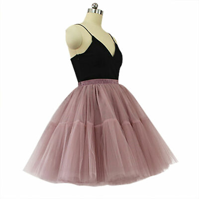 #ad Women Layered Tulle Skirt Midi Pleated Tutu Underskirt Princess Ballet Dance $16.99
