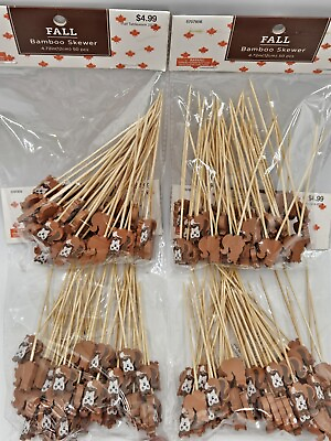 #ad Lot Of 4 New 50ct Packs Squirrel Bamboo Skewers Party Fall Woods Appetizer Picks $19.49