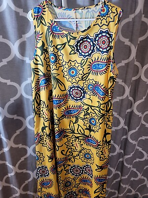 #ad Womens Plus Size YELLOW Paisley Print Tunic Dress SIZE 3X $19.00