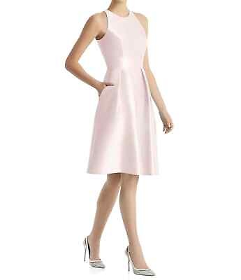 #ad Alfred Sung D769 Blush Satin Sleeveless Cocktail Dress Size 16 Orig $214 $69.98