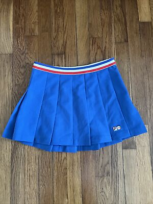 #ad FILA Vintage Women#x27;s Mini Skirt Pleated Blue Size S 5 $49.49