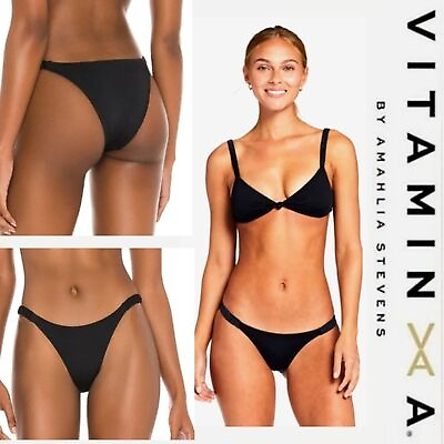 #ad #ad NWT Vitamin A 8 M Zuri Cheeky Black Bikini Bottom $18.00
