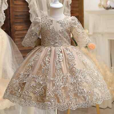 #ad Backless Bow Baby Girl Birthday Party 1 To 5 Embroidery Flower Dress Kids Xmas $20.20