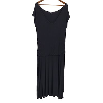 #ad Torrid Womens Short Sleeve Long Jersey Knit Casual Maxi Dress 2X Black V Neck $25.63