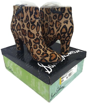Sam Edelman Womens Calf Hair Leopard Print Salina Ankle Boots Size 10 New $79.99