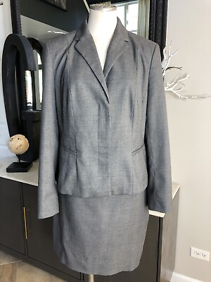 #ad Ann Taylor Wome 10 12 Gray Plaid Button Blazer amp; Above Knee Pencil Skirt Suit G1 $34.99
