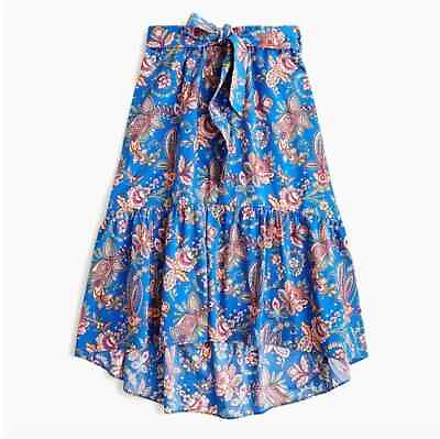 #ad J.CREW NWT $148 Bow Belted Hi Lo Midi Skirt in Liberty Flora Belle Size 8 $39.99