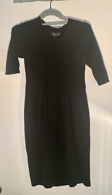 #ad AQUA 100% CASHMERE Black Dress Round Neck 3 4 Sleeve Size XS $34.99