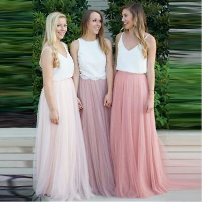 #ad Plus Size 3 Layers Lace Maxi Long Skirt Elastic Waist Tulle Bridesmaid Skirts $21.89