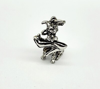 #ad Vintage 3D Poodle Dog w High Heel in Mouth Sterling Silver Charm Pendant 5.0g $22.00