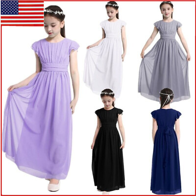 #ad US Flower Girls Dress Wedding Bridesmaid Gown Evening Party Formal DressOutfits $18.74