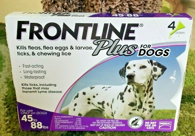 FRONTLINE plus for dogs 45 to 88 LBS. 100% Genuine Epa. Approved 4 Doses $30.99