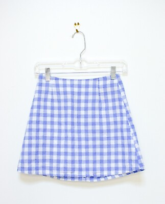 #ad Reformation Blue and White Gingham Plaid Fitted High Rise Mini Skirt Size 0 $39.99