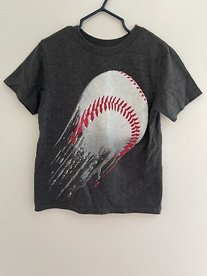 TCP Kids Boys Baseball Graphic Crew Neck Short Sleeve Shirt Dark Gray XS $2.00