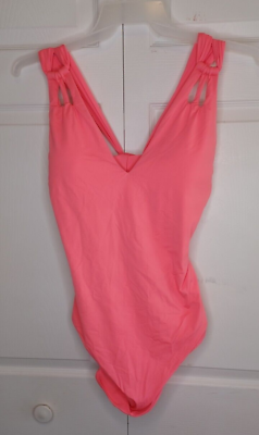 #ad Becca ETC by Rebecca Virtue Cross Back Swimsuit PLUS SIZE 2X 20 22 Coral Pink $32.49