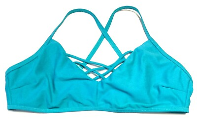 #ad NEW WOMEN#x27;S MEDIUM EXPRESS SWIM TOP Teal Swimsuit Bikini Swim Suit Top $34.99
