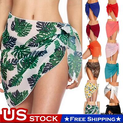 #ad US Women Print Beach Bikini Cover Up Wrap Pareo Swim Skirt Sexy Swimwear Dress $8.19