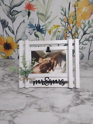 #ad Wedding Farmhouse Boho 4X6 Photo Wood Picture Frame Ms amp; Mrs $20.00