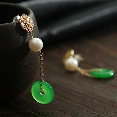 #ad Natural Chalcedony freshwater pearl Earrings Eardrop Clip on Formal Party Teens $11.61