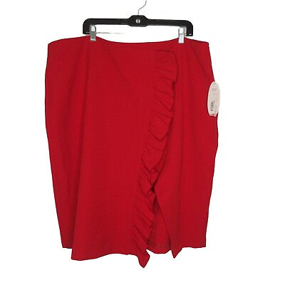 #ad Red Pencil skirt women#x27;s 26W Ruffle w Split cherry cordial by JCP Boutique $28.00