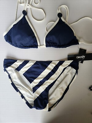 #ad Dkny Bikini 2 Piece Size Small blue and white $17.98