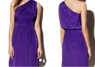 Vince Camuto Dress 12 One Shoulder Party Cocktail Purple Pleats Lined NEW $11.93