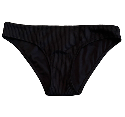 #ad Madewell‎ Ribbed Mid Rise Bikini Bottom Size Small Black NP215 $14.98