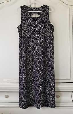 #ad #ad J. Jill Blue Polka Dot Sleeveless Pullover Knit Wearever Maxi Dress Large Petite $39.99