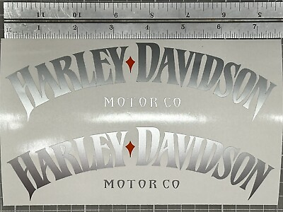 #ad 2 Silver Orange Harley Davidson Tank Decals Stickers Fits Dyna Sportster $13.99