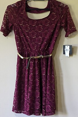 #ad By By Women#x27;s Burgundy Lace Dress Size Small New $25.50