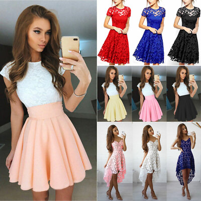 #ad Women Lace Short Dress Cocktail Party Evening Formal Ball Gown Prom Mini Dresses $16.49