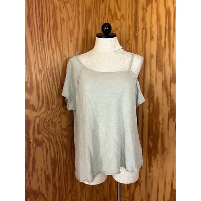 We The Free People Blouse Pullover Top Cold Shoulder Short Sleeve Knit Gray XS $23.10