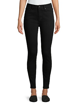 #ad Time and Tru TT3016892 Women#x27;s Core Fitted High Rise Skinny Black Jeans $22.49
