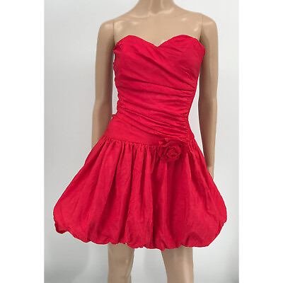Vintage Roberta Red Strapless Bubble Hem Party Cocktail Prom Dress Size 5 6 $36.00