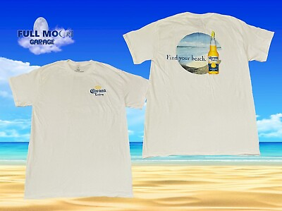 New Corona Extra Beer White Beach 2 Sided Classic Men#x27;s Vintage T Shirt $21.95
