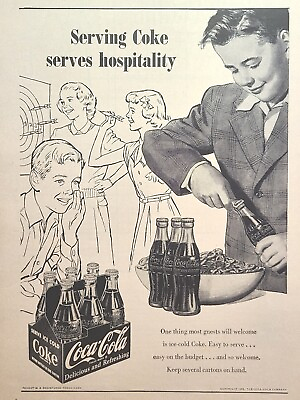 #ad Coca Cola Party Teens Snacks Darts Drinks Carton Bottles Vintage Print Ad 1952 $16.77