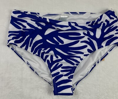 #ad Kona Sol Womens Bikini Bottom Blue White High Waist Size 1X 17 18 $19.62