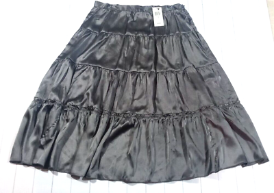 #ad Parallel Womens Sz 10 Three Tier Layered Cake Pewter Skirt Boho Chic $25.99
