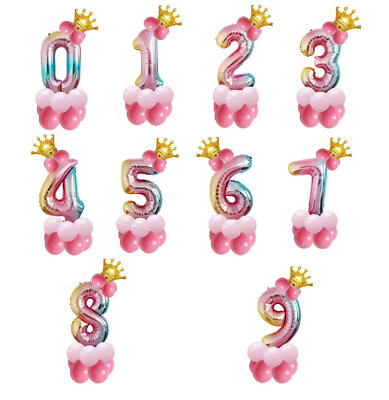 Crown Number Balloons Sets Pretty Birthday Party Decorations Cute Party Supplies $7.99