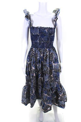 #ad Cara Cara Women#x27;s Printed A Line Maxi Dress Black Blue Size S $152.49