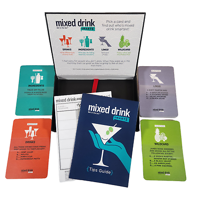 #ad Cocktail Party Game Mixed Drinks Smarts Festive Trivia Cards History Lingo Mixer $9.00