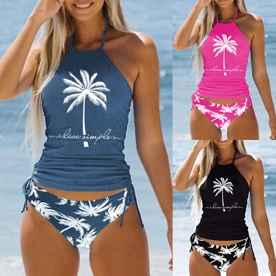 #ad #ad Women#x27;s Swimsuit Push Up Padded Tankini Bikini Set Swim Dress Beachwear Bathing AU $30.13