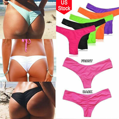 Summer Cheeky Bikini Bottom Pleated Swimming Briefs Women Underwear Bikini Thong $8.49