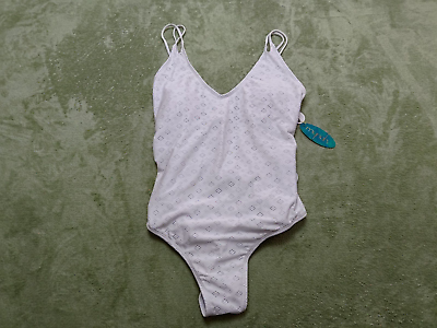 #ad Women#x27;s bikini One Piece Swimsuit Size L White Spaghetti Strap $9.66