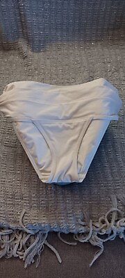 #ad White Mid to Low Rise Full Back Bikini Bottom with Shirred Sides Size Medium $9.99