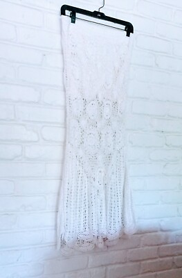 #ad Vintage Boho Beachy Billabong Crochet White Mermaid Skirt M Partially Lined $34.99