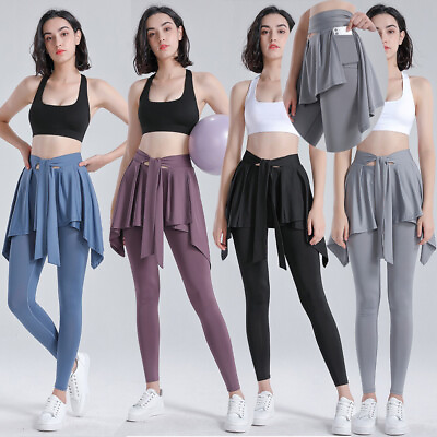 #ad Women#x27;s Workout Tennis Skirted Leggings Athletic Skirts GYM Yoga Pants Plus Size $22.27