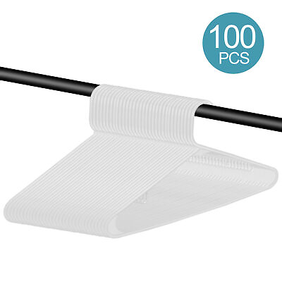 #ad 200PCS Clothes Hanger Durable Plastic Hangers Skirt Suit White Standard Premium $55.58